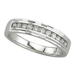 14K White Gold Channel Set Round Beveled Diamond Anniversary Band Ringwhite 
