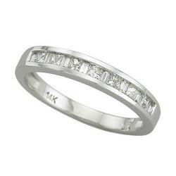 14K White Gold Baguette & Princess Cut Diamond Band Ring (0.33 ctw)white 