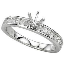 14K White Gold Round & Baguette Cut Diamond Semi Mount Engagement Ring (0.50 ctw)white 