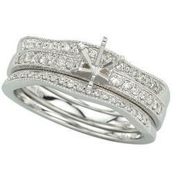 14K White Gold Round Diamond Semi Mount Engagement Ringwhite 