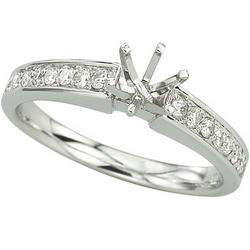 14K White Gold Round Diamond Semi Mount Engagement Ringwhite 