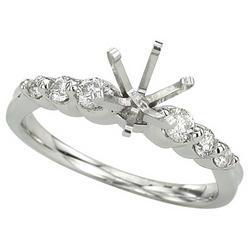 14K White Gold Round Diamond Semi Mount Engagement Ringwhite 