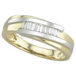 14K Two Tone Gold Channel Set Tapered Baguette Diamond Wedding Band Ringtwo 