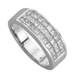 14K White Gold Channel Set Princess Cut Diamond Band Ringwhite 