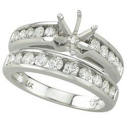 14K White Gold Channel Set Round Diamond Semi Mount Engagement Ringwhite 