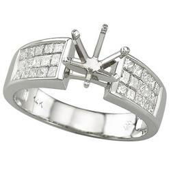 14K White Gold Princess Cut Diamond Semi Mount Engagement Ringwhite 