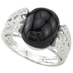 14K White Gold Onyx & Diamond Ringwhite 