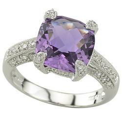 14K White Gold Amethyst & Diamond Ringwhite 
