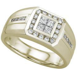 14K Yellow Gold Men's Diamond Ringyellow 
