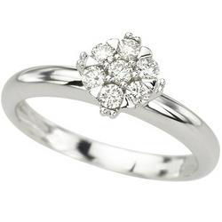14K White Gold Prong Set Round Diamond Cluster Engagement Ringwhite 