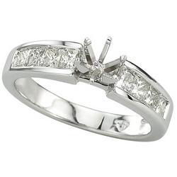 14K White Gold Channel Set Princess Cut Diamond Semi Mount EngagementRingwhite 