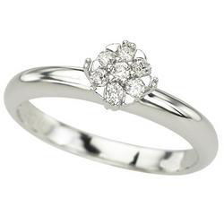 14K White Gold Prong Set Round Diamond Cluster Ringwhite 