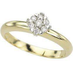 14K Yellow Gold Prong Set Round Diamond Cluster Ringyellow 