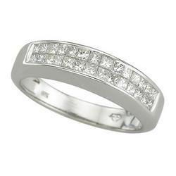 14K White Gold Princess Invisible Set Diamond Band Ringwhite 
