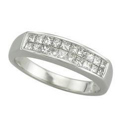 14K White Gold Princess Invisible Set Diamond Band Ringwhite 