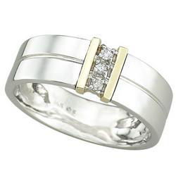 14K Two Tone Gold Prong Set Round Diamond Wedding Band Ringtwo 