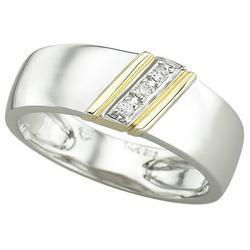 14K Two Tone Gold Prong Set Round Diamond Men's Wedding Band Ringtwo 
