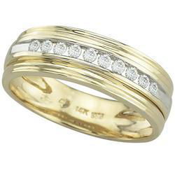 14K Yellow Gold Channel Set Round Diamond Wedding Band Ringyellow 