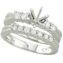 14K White Gold Prong Set Round Diamond Semi Mount Bridal Engagement Ringwhite 
