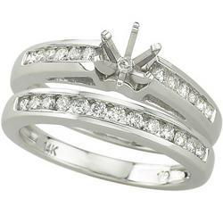 14K White Gold Channel Set Round Diamond Semi Mount Engagemnet Ringwhite 