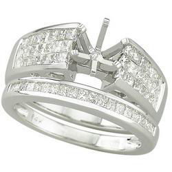14K White Gold Princess Cut Diamond Semi Mount Engagement Ringwhite 
