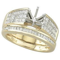 14K Yellow Gold Princess Cut Diamond Semi Mount Engagement Ringyellow 