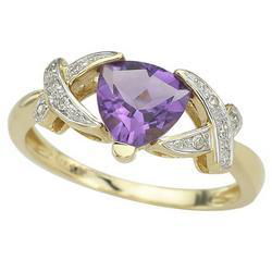 14K Yellow Gold Trillion Amethyst & Diamond Bypass Ringyellow 