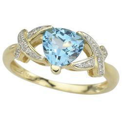 14K Yellow Gold Trillion Blue Topaz & Diamond Bypass Ringyellow 