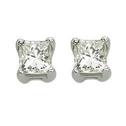 14K White Gold Princess Cut Diamond Stud Earrings (0.50 ctw)white 