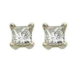 14K Yellow Gold Princess Cut Diamond Stud Earringsyellow 