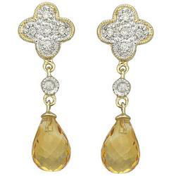 14K Yellow Gold Fancy Shape Citrine & Diamond Earringsyellow 