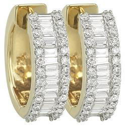 14K Yellow Gold Baguette & Round Diamond Earringsyellow 