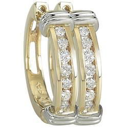 14K Two Tone Gold Channel Set Round Diamond Hoop Earringstwo 