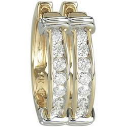 14K Two Tone Gold Channel Set Round Diamond Hoop Earrings (0.49 ctw)two 