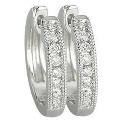 14K White Gold Round Diamond Hoop Earrings (0.24 ctw)white 