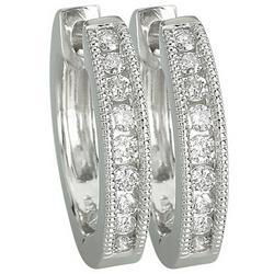 14K White Gold Round Diamond Hoop Earrings (0.32 ctw)white 