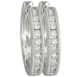 14K White Gold Round Diamond Hoop Earrings (0.49 ctw)white 