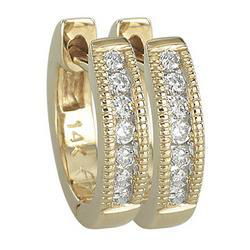 14K Yellow Gold Round Diamond Hoop Earringsyellow 