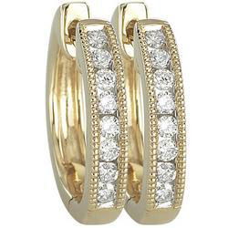 14K Yellow Gold Round Diamond Hoop Earrings (0.24 ctw)yellow 