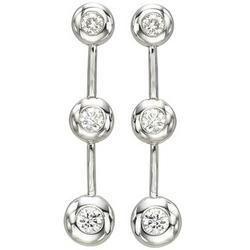14K White Gold Bezel Set Round Diamonds Earringswhite 