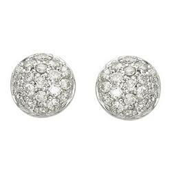 14K White Gold Pave Set Round Diamond Earringswhite 