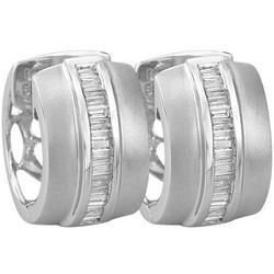 14K White Gold Channel Set Baguette Cut Diamond Earringswhite 