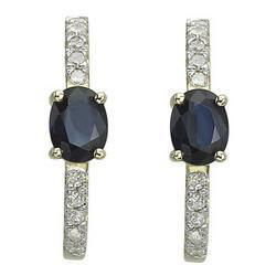 14K Yellow Gold Oval Sapphire & Diamond Earringsyellow 