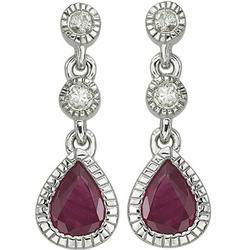 14K White Gold Pear Shape & Diamond Earringswhite 