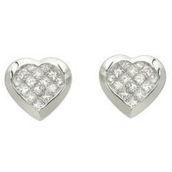 14K White Gold Princess & Fancy Shape Diamond Earringswhite 