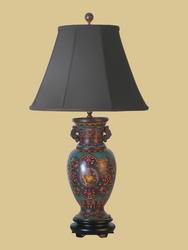 CLOISONNE VASE LAMP E-16BK 10.5'cloisonne 