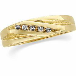 14K Yellow Gold Diamond Wedding Band Ringyellow 