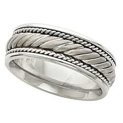 14K White Gold Bridal Hand Woven Bandwhite 