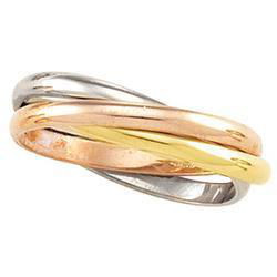 14K Yellow Gold Tri Color 3-Band Rolling Ring - Sizeyellow 