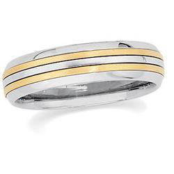 18K Yellow Gold & Stainless Steel Comfort Fit Bandyellow 
